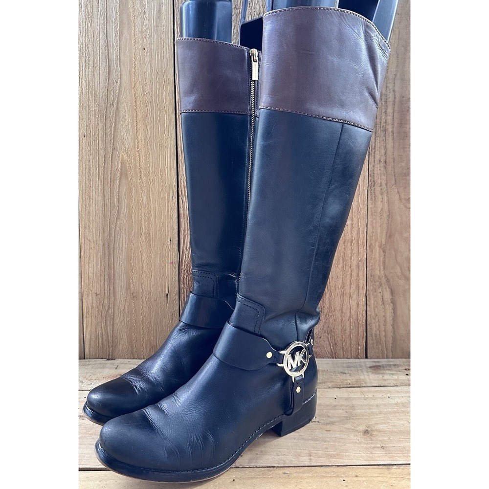 Michael Kors Fulton Harness Riding Boots Womens 7 Black Excellent